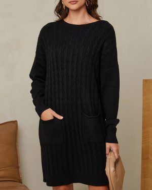 Black Cashmere Blend Mini Jumper Dress