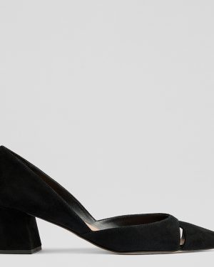 Black Cecile Suede Cut Out Court Shoes