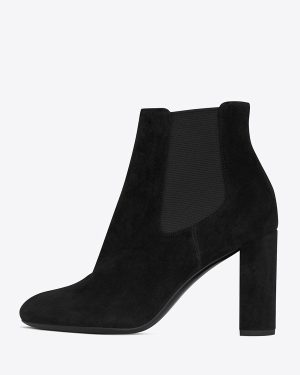 Black Chelsea Boots Women Pointed Toe Chunky Heel Booties