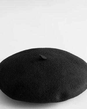 Black Classic Wool Beret