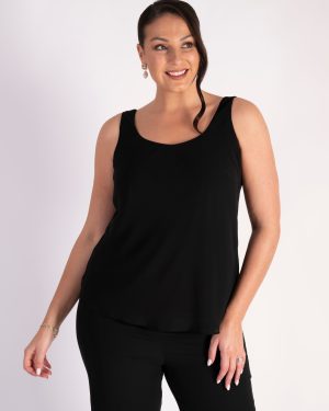 Black Crepe Chiffon Camisole