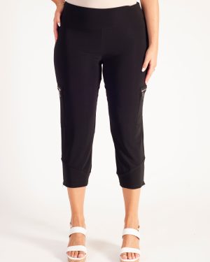 Black Cropped Pant with Zip Pocket Detail