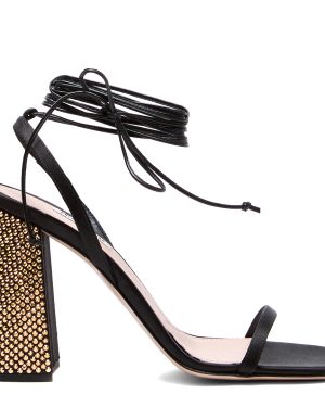 Black Crystal Heeled Sandal