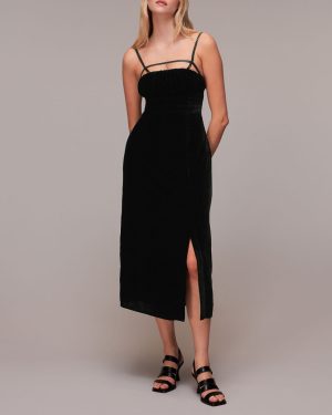 Black Cut Out Velvet Slip Dress