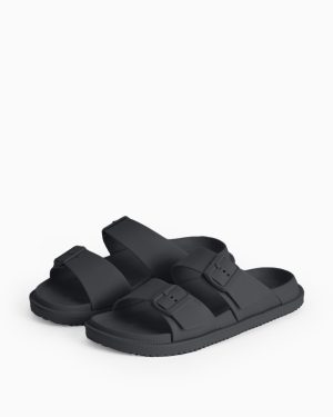 Black Double Buckle Sliders