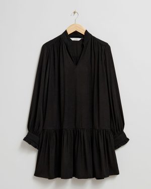Black Drop Notch Mini Dress