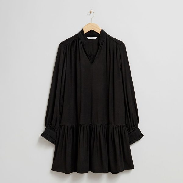 Black Drop Notch Mini Dress