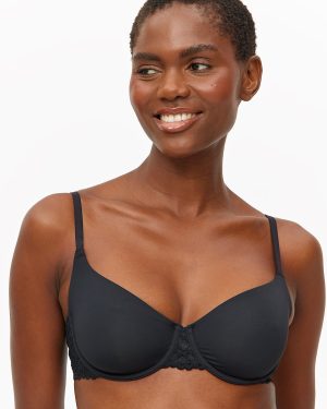 Black Dual Moulded Lace Underwired Bra