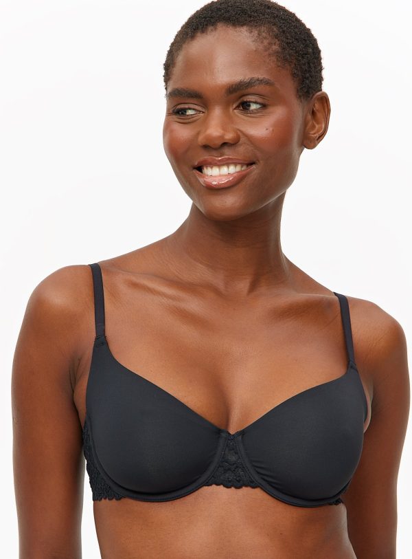 Black Dual Moulded Lace Underwired Bra