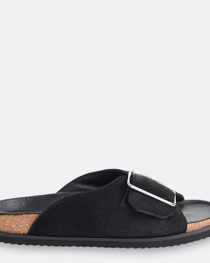 Black Ellery Buckle Sliders