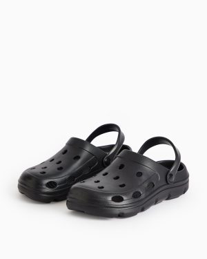 Black Eva Ankle Strap Clogs