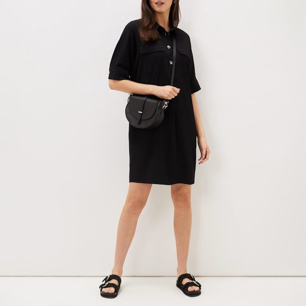 Black Faye Textured Tunic Mini Dress