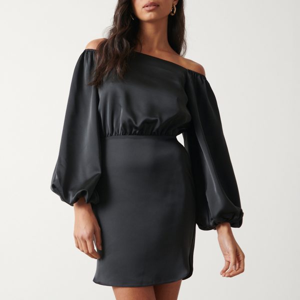 Black Fern Bardot Mini Dress