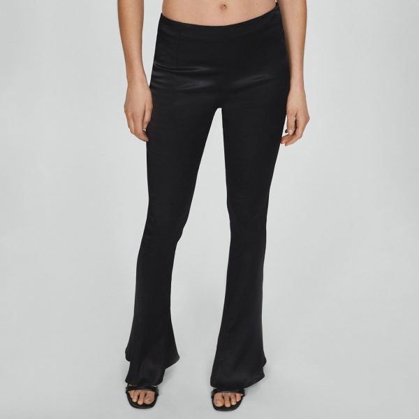 Black Flared Satin Trousers