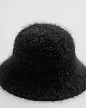Black Fluffy Bucket Hat