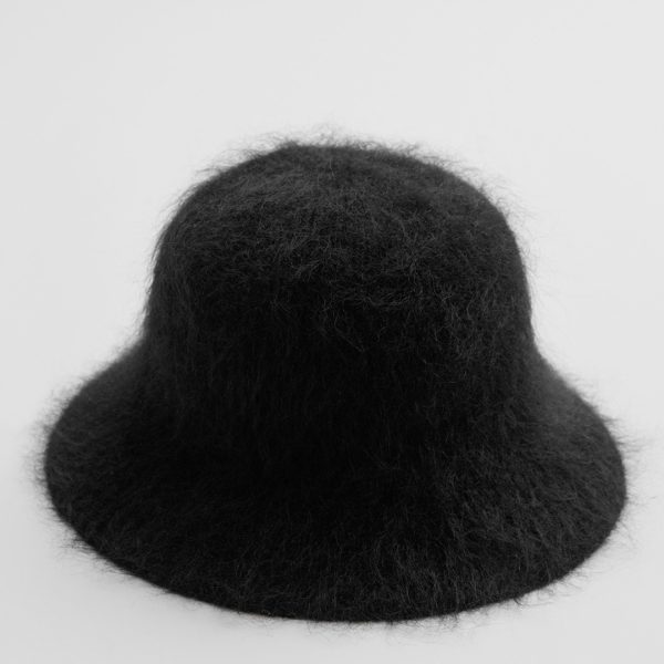 Black Fluffy Bucket Hat