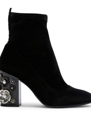 Black Giana Velvet Heeled Ankle Boot