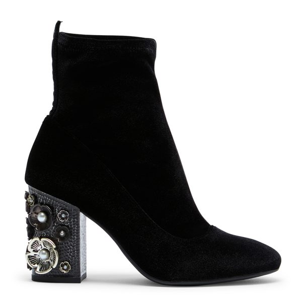 Black Giana Velvet Heeled Ankle Boot