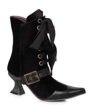 Black Heeled Velvet Women's Boots | Fancy Dress Costume Boots