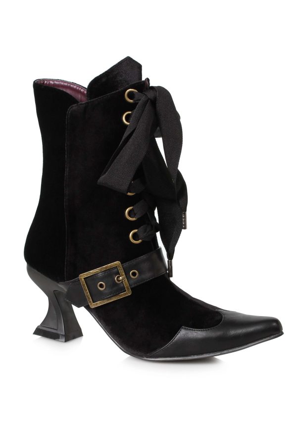 Black Heeled Velvet Women's Boots | Fancy Dress Costume Boots