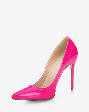 Black High Heels Dress Shoes Pointed Toe Patent Leather Stilettos Pumps