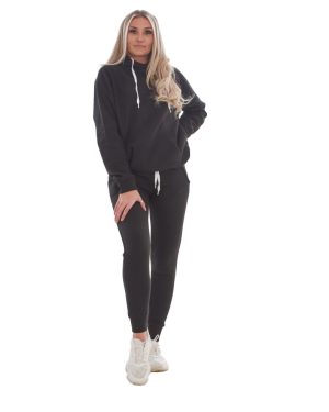 (Black, L) Ladies Tracksuits & Sets Plain Hooded Slim Fit Activewear Sweatshirts Joggers