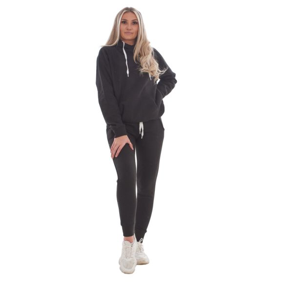 (Black, L) Ladies Tracksuits & Sets Plain Hooded Slim Fit Activewear Sweatshirts Joggers