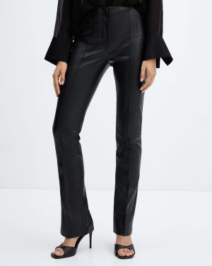 Black Leather-Effect Skinny Trousers