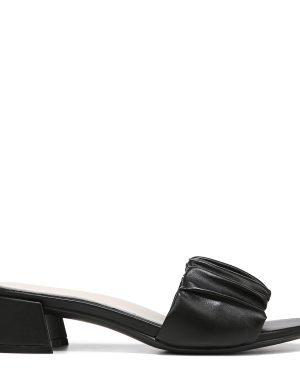 Black Leather Jaylen Heeled Mules