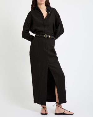 Black Linen Pencil Skirt