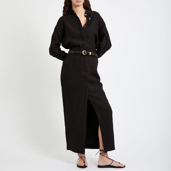 Black Linen Pencil Skirt