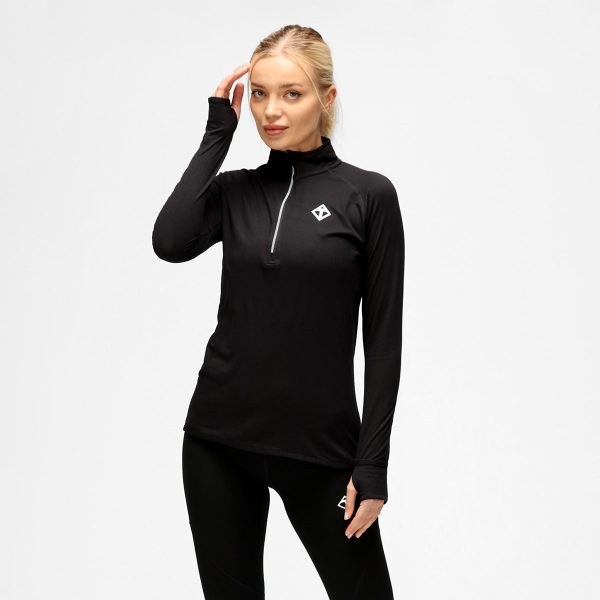 Black Long Sleeved Zip Top, XXL / Black