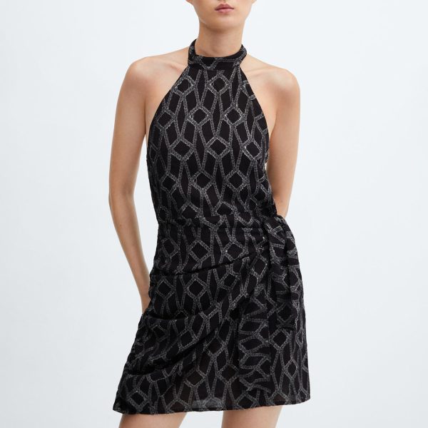 Black Lurex Halter-Neck Dress