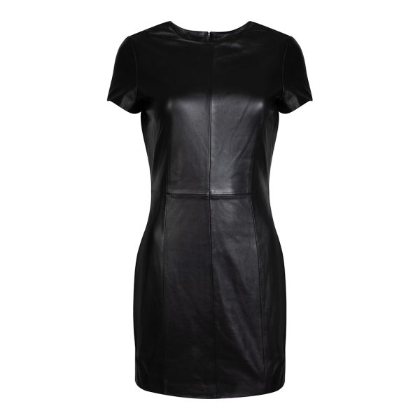 Black Megna Leather Mini Dress