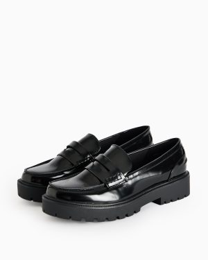 Black Patent Chunky Sole Loafers