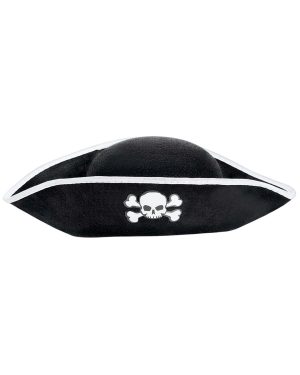 Black Pirate Skull Fancy Dress Costume Adult Hat | Pirate Accessories