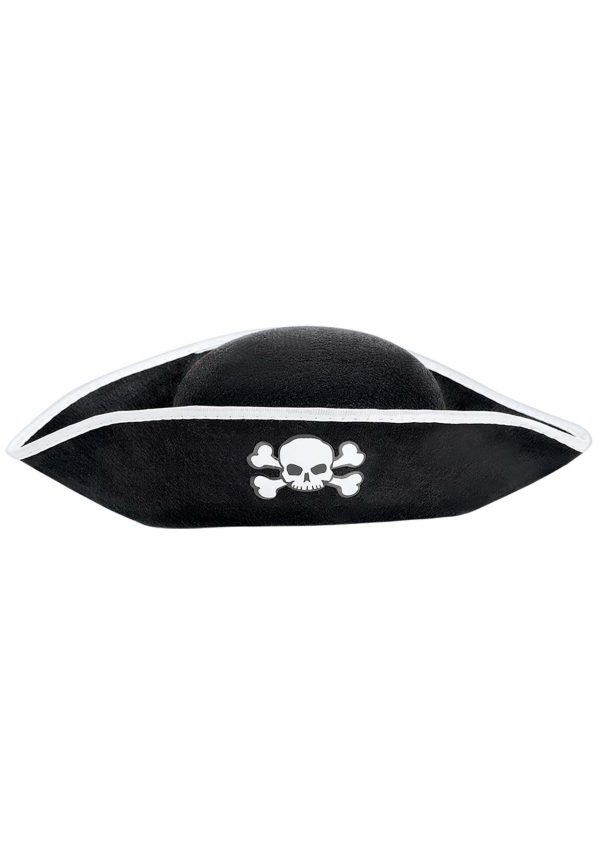 Black Pirate Skull Fancy Dress Costume Adult Hat | Pirate Accessories