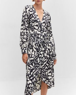 Black Print Wrap Dress
