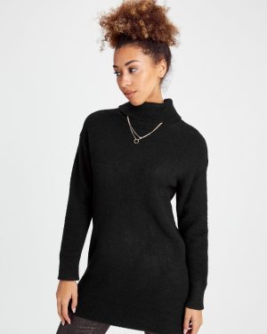 Black Roll Neck Jumper Dress