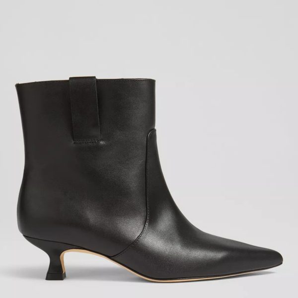 Black Rowan Leather Western Style Ankle Boots