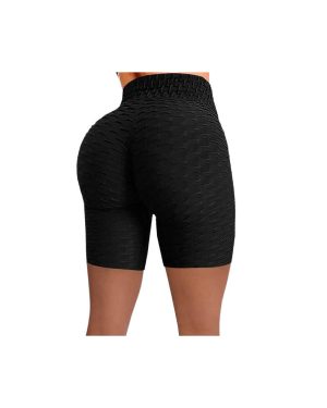 (Black, S) Women Yoga Shorts High Waist Seamless Hip Up Tight Elastic Sport Push Running Fitness Gym Leggings