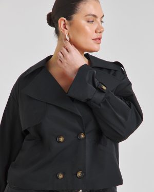 Black SIMPLY BE Cropped Trench Coat