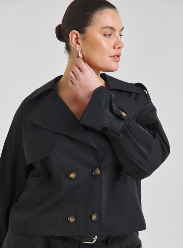 Black SIMPLY BE Cropped Trench Coat