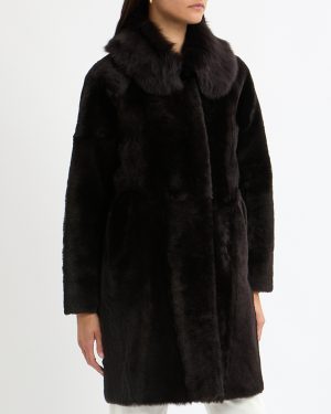 Black Shearling Cocoon Coat