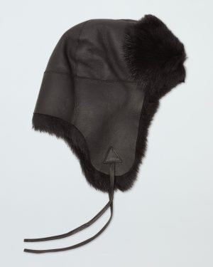 Black Shearling Trapper Hat