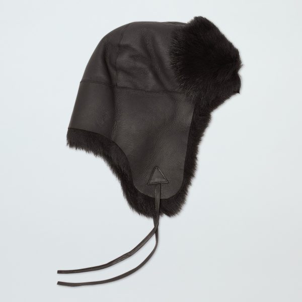 Black Shearling Trapper Hat
