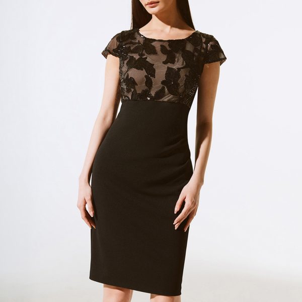 Black Sheer Bodice Pencil Dress