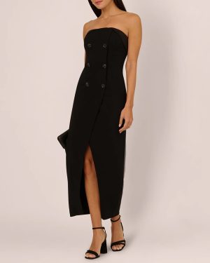 Black Strapless Midi Dress