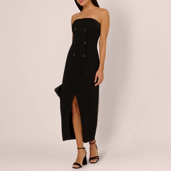 Black Strapless Midi Dress