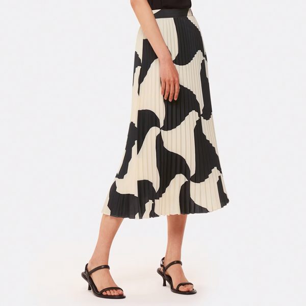 Black Triangle Swirl Pleated Skirt